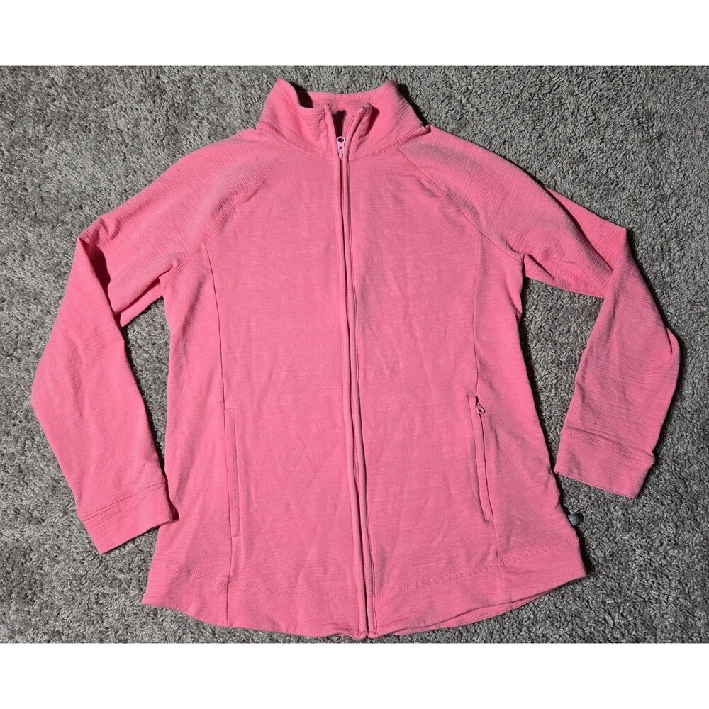 T by Talbots Modal Blend Full Zip Lightweight Bubble Gum Pink Women's Medium
